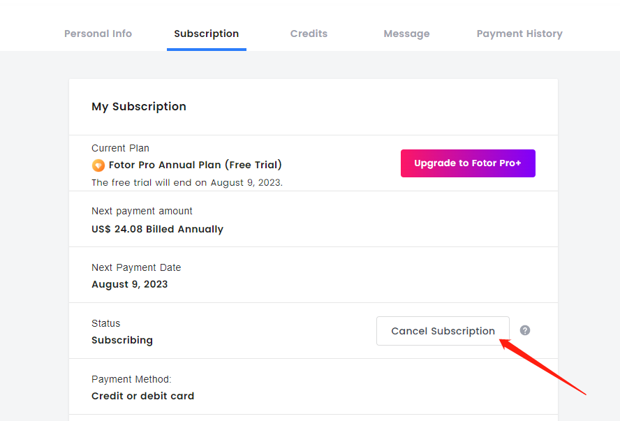 Fotor subscription